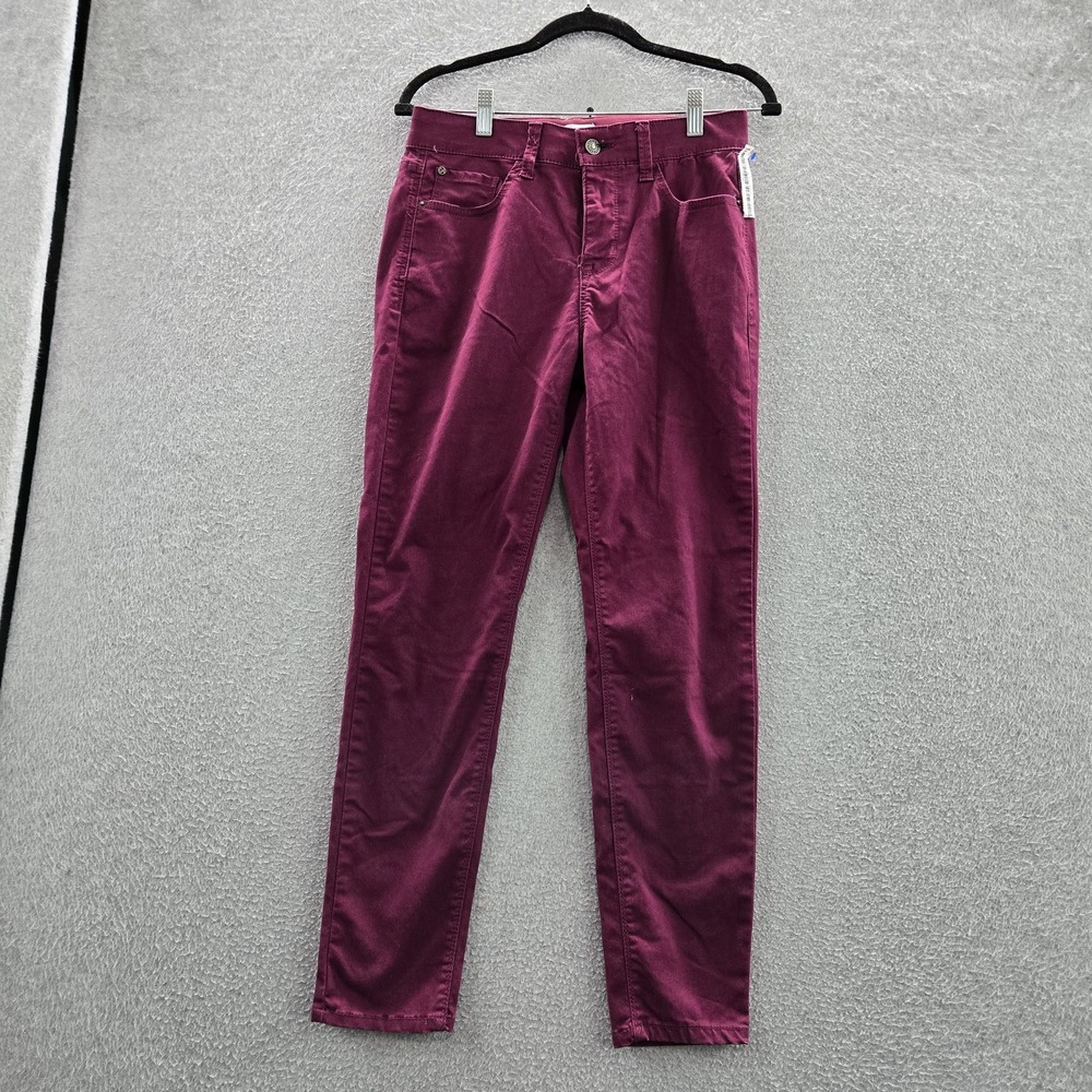 Curve Appeal Women Pants 6/28 Purple Khakis Twill Button 27" Inseam